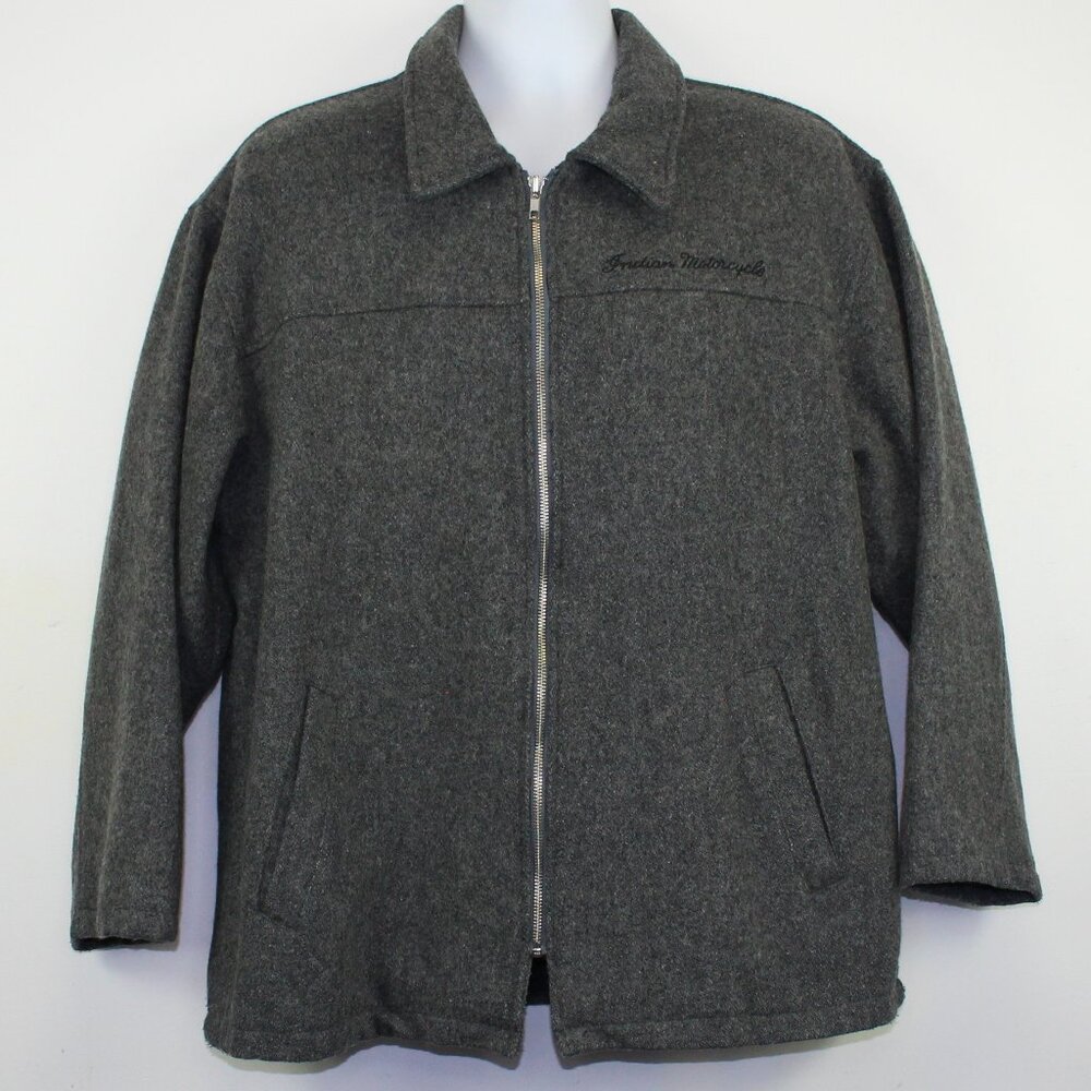 Vintage Indian Motorcycle Wool Zip Jacket Coat (L/XL)